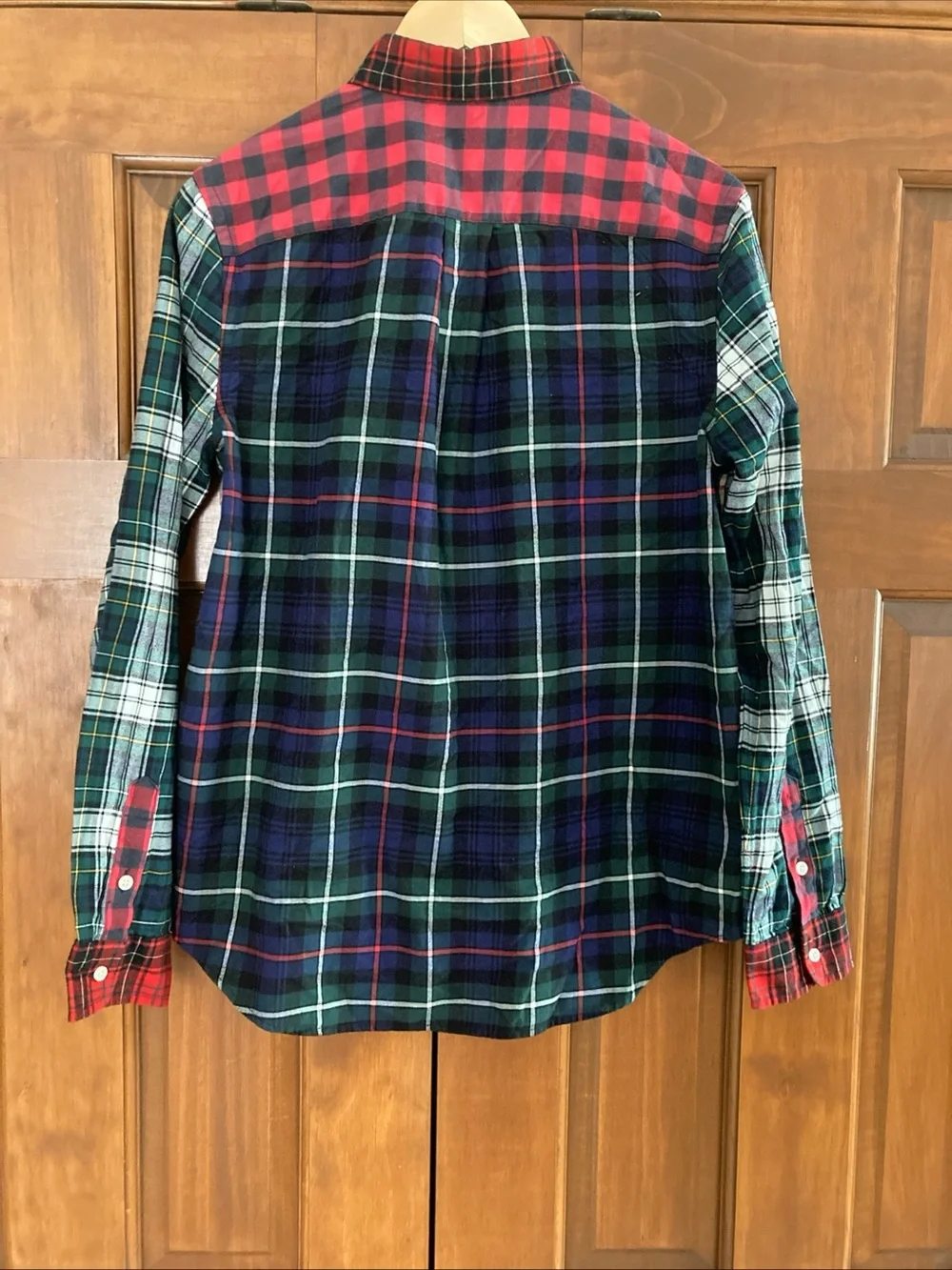 NEW Ralph Lauren Mixed fun patchwork Plaid Button-Down Shirt boys XL 18-20
